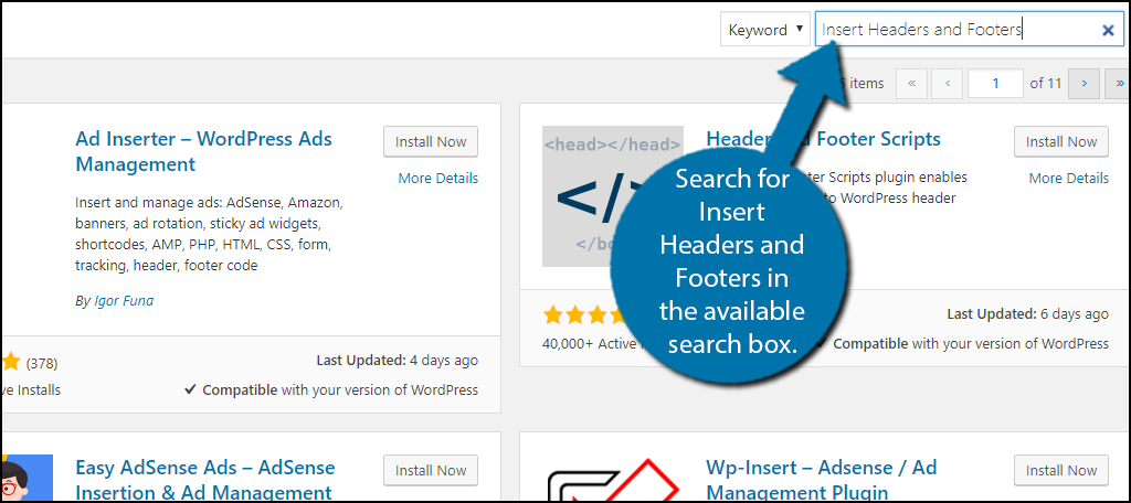 Search for Insert Headers and Footers in the available search box. 