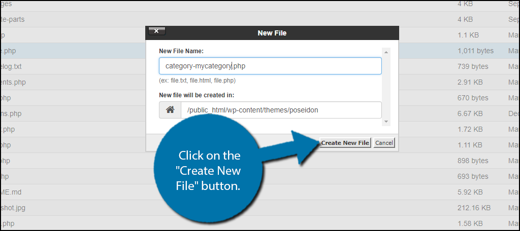 Click on the "Create New File" button.