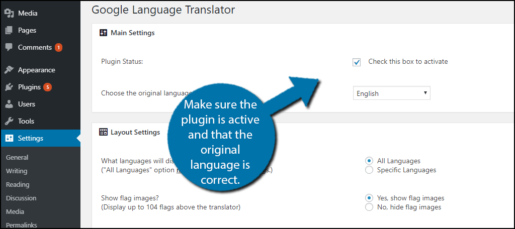 Activate the plugin and choose the original language.