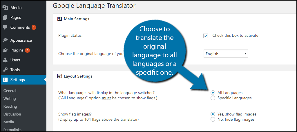 Choose which languages to translate