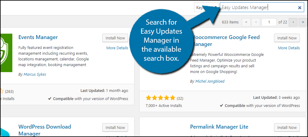 Search for Easy Updates Manager in the available search box.