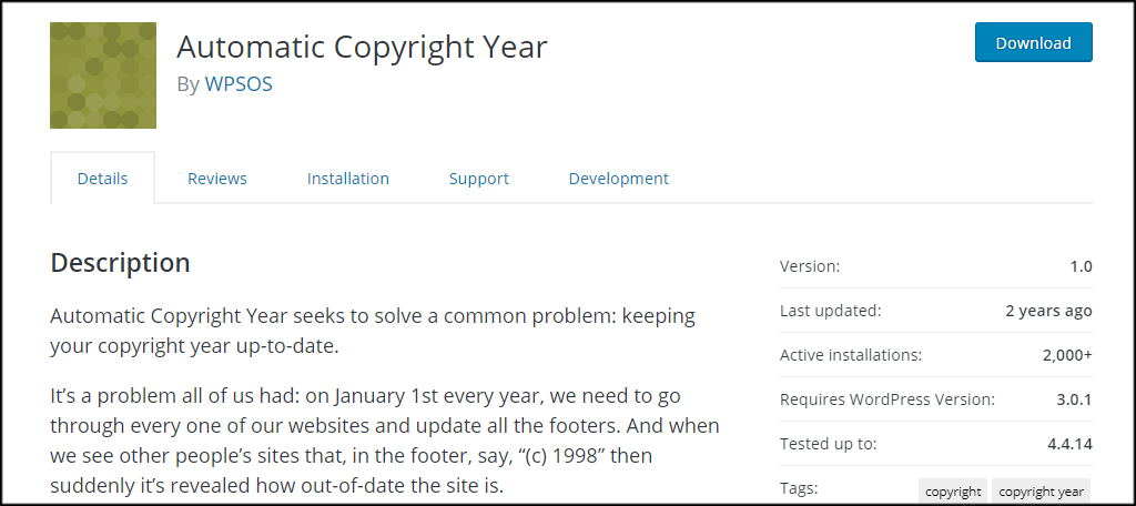 Automatic Copyright Year