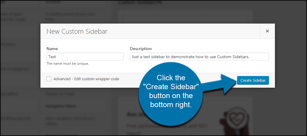 Create Sidebar Button