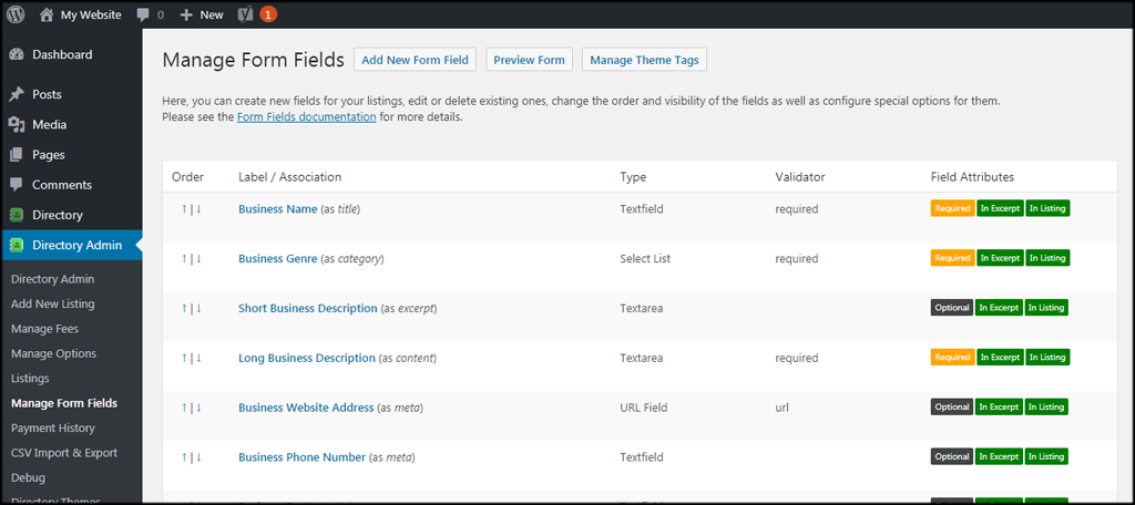 Manage Form Fields