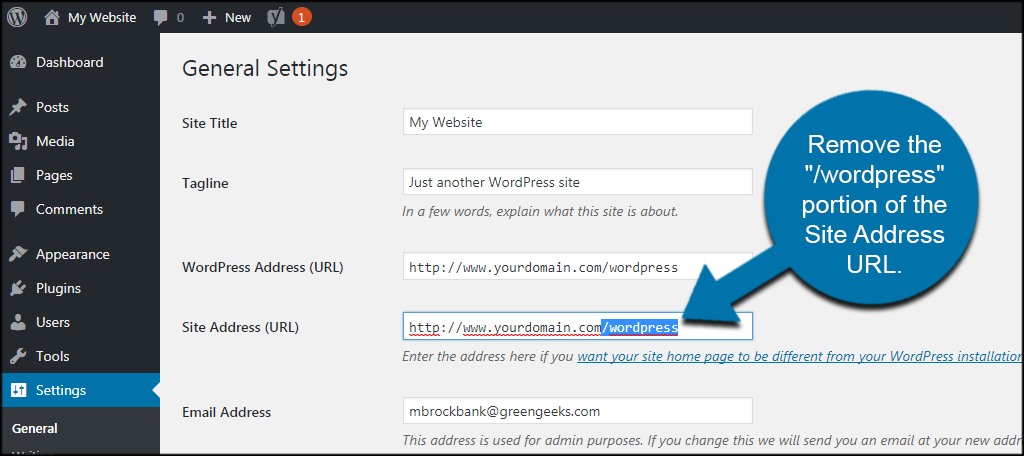 Remove WordPress URL