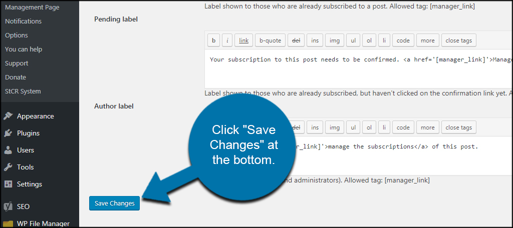 Save StCR Changes