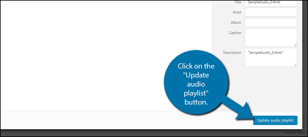 click on the "Update audio playlist" button.