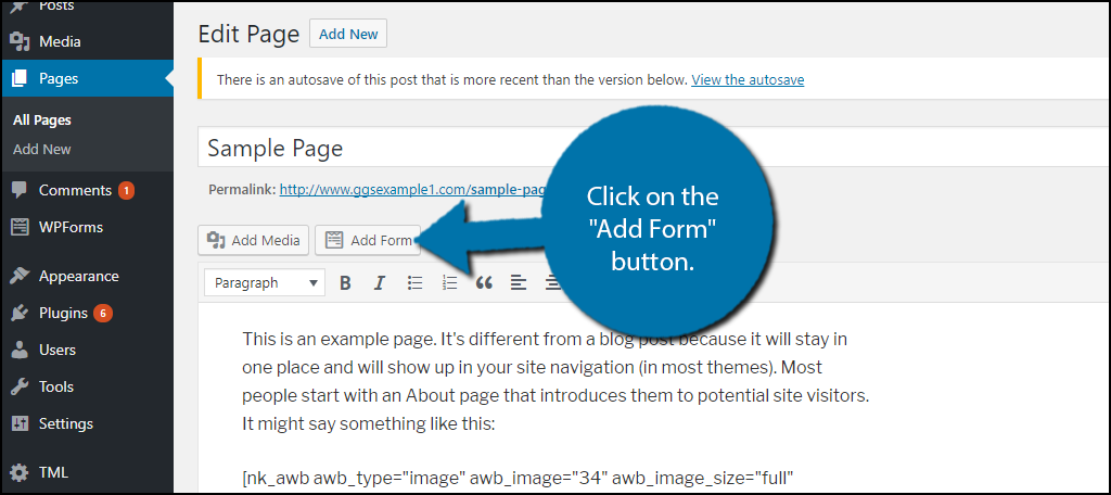 Click on the "Add Form" button.