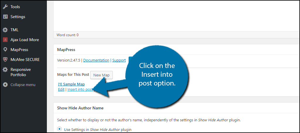 Click on the Insert into post option.