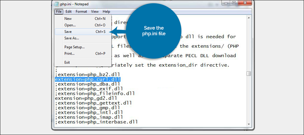 Save the php.ini file