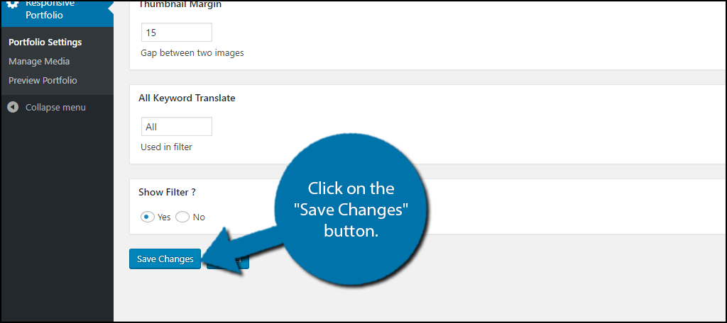 Click on the "Save Changes" button
