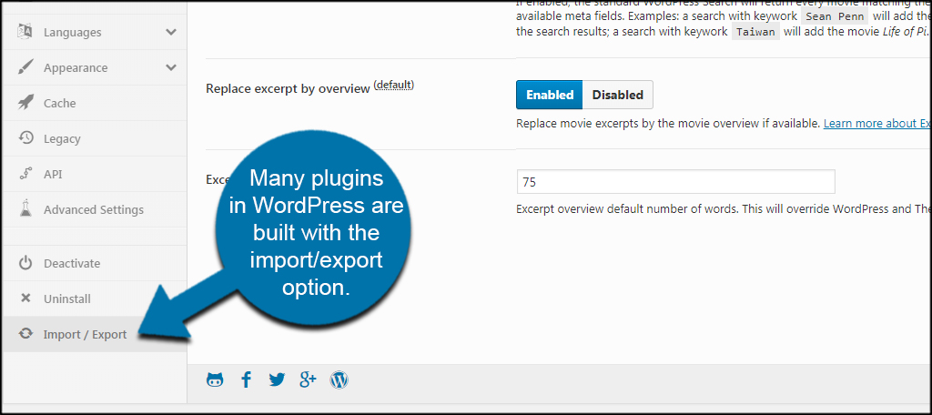 Import Export Option