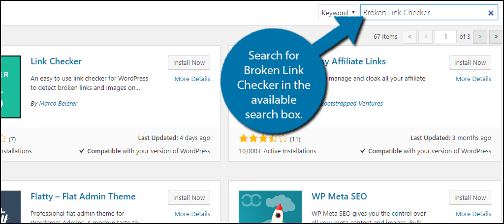 Search for Broken Link Checker in the available search box.