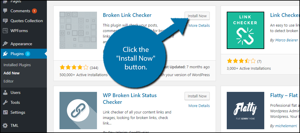 Broken Link Checker plugin usage documentation