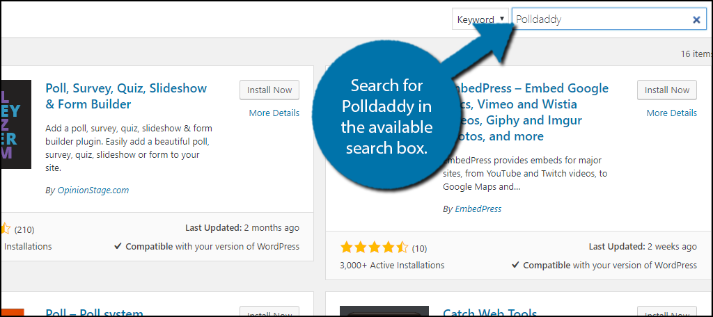 Search for Polldaddy in the available search box.