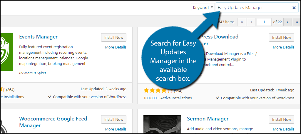 Search for Easy Updates Manager in the available search box.