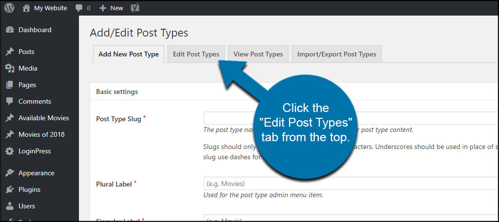 Edit Post Types