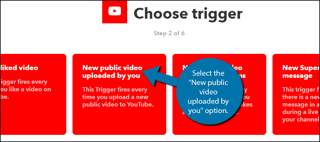 Select the "New public video uploaded by you" option.