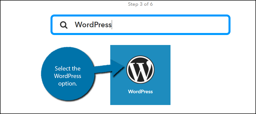 Select the WordPress option.