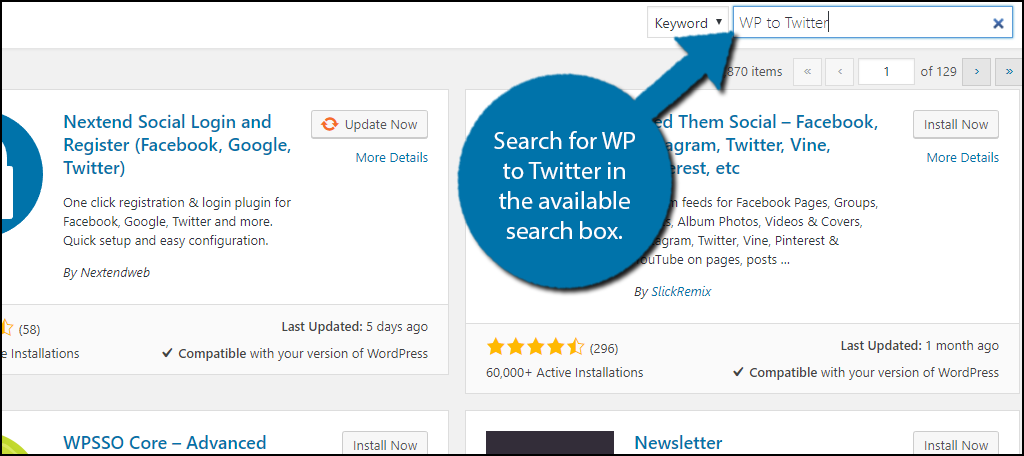 Search for WP to Twitter in the available search box.