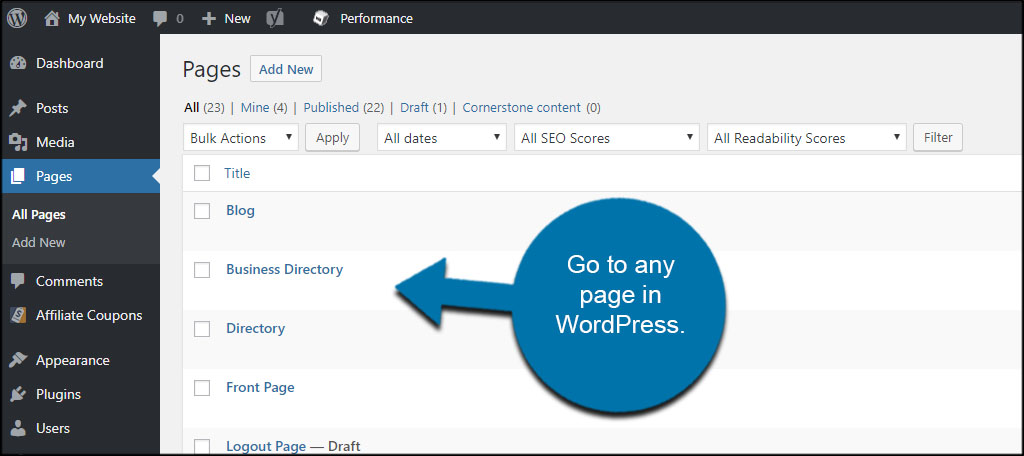 WordPress Pages