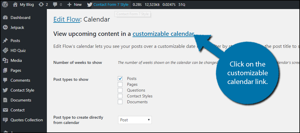 Click on the customizable calendar link.