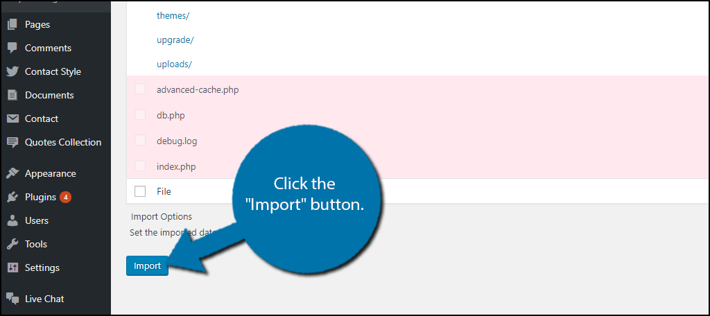 click the "Import" button.