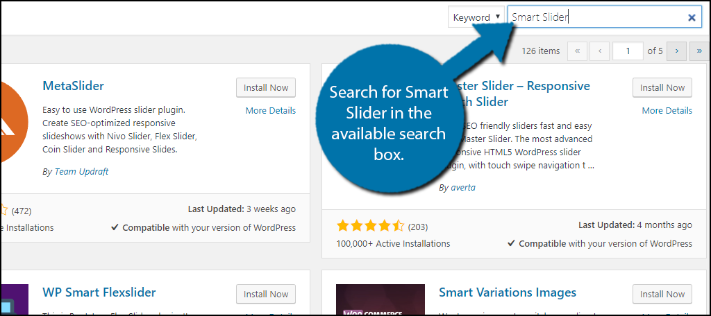 Search for Smart Slider in the available search box.