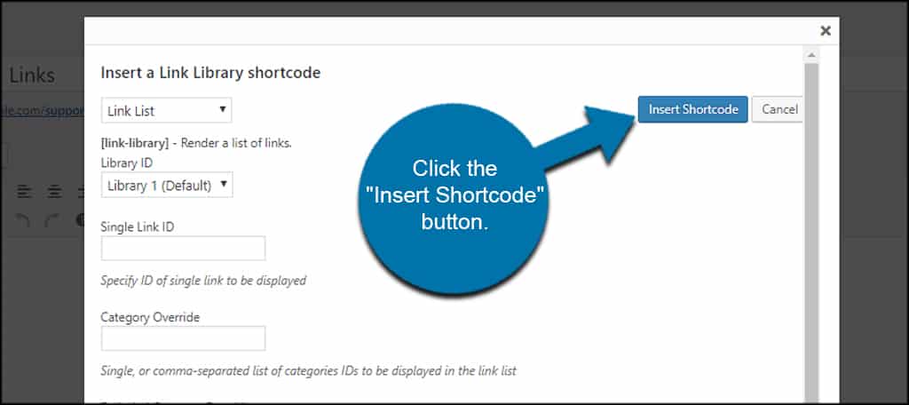 inserir Shortcode