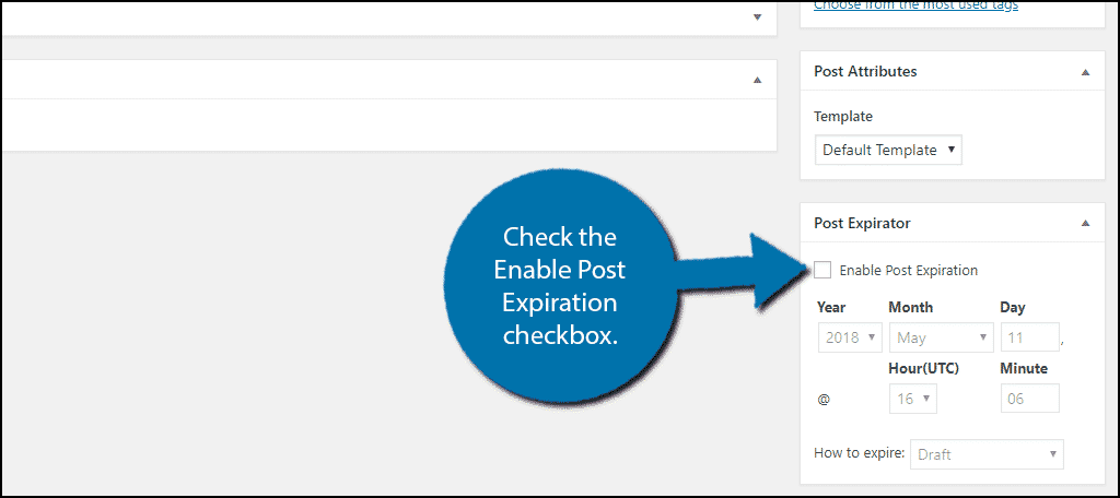 Check the Enable Post Expiration checkbox.