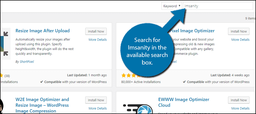Search for Imsanity in the available search box.