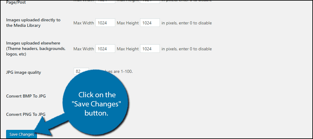 Click on the "Save Changes" button.