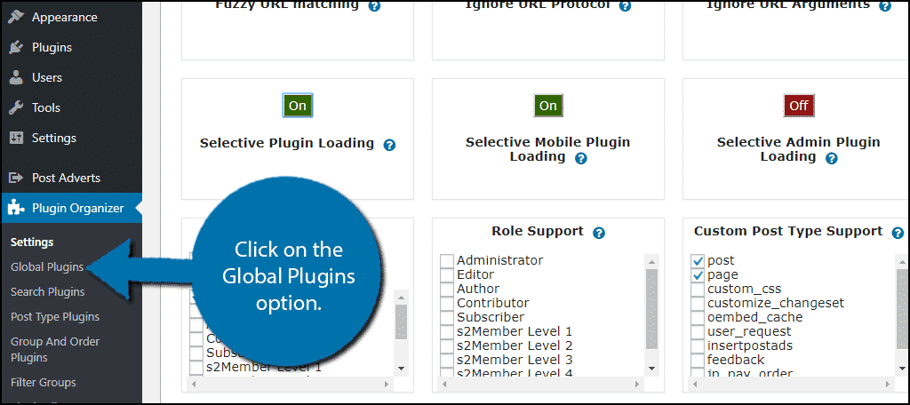 Click on the Global Plugins option.