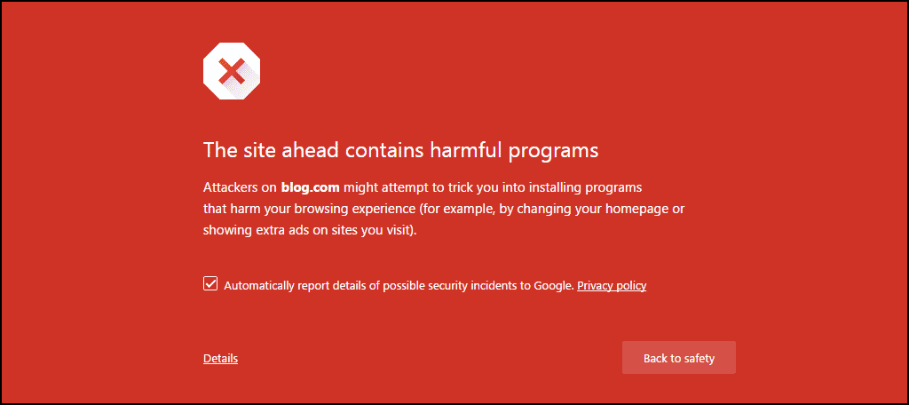 red malware warning screen