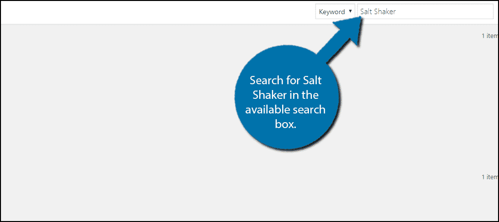 Search for Salt Shaker in the available search box.