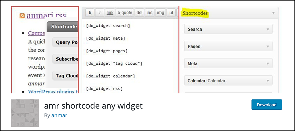 AMR shortcode any widget