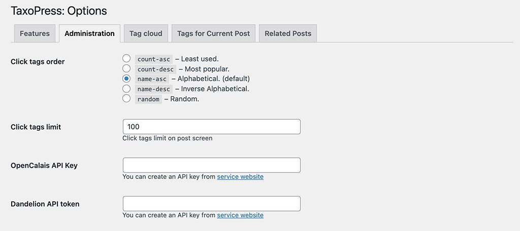 Administration tab