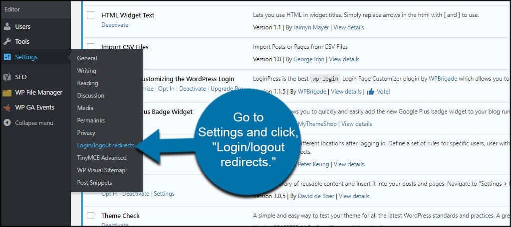 Login Logout Redirects