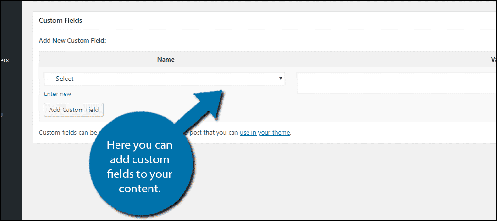 Here you can add all of the custom fields you want in WordPress.