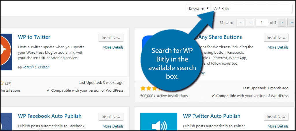 Search for WP Bitly in the available search box.