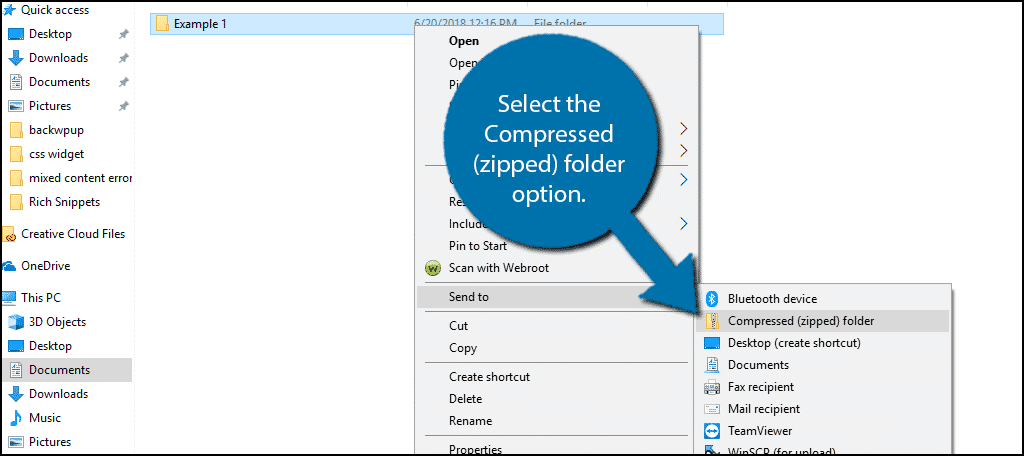 Select the Compressed (zipped) folder option.