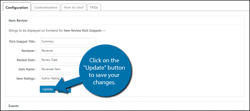 Click on the "Update" button to save your changes.