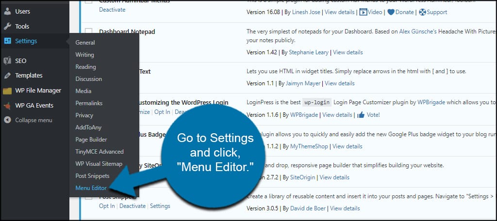 Menu Editor