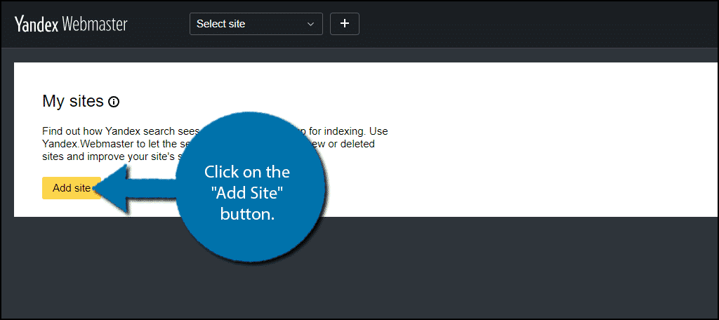 Click on the "Add Site" button.