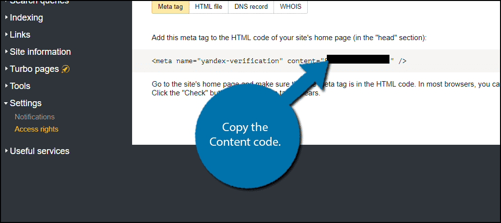 Copy the Content code.