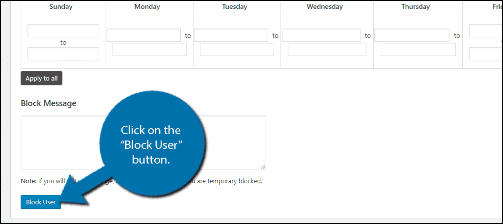Click on the "Block User" button.