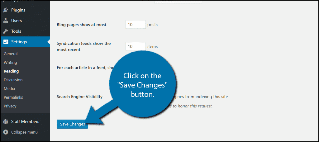 Click on the "Save Changes" button.