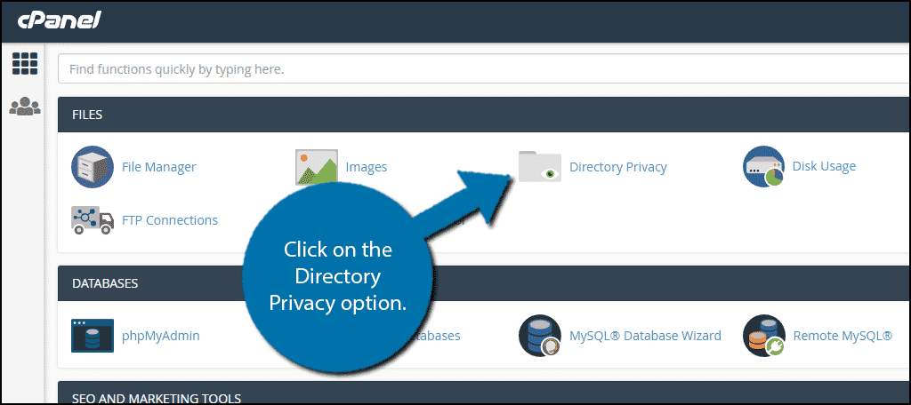 Click on the Directory Privacy option.