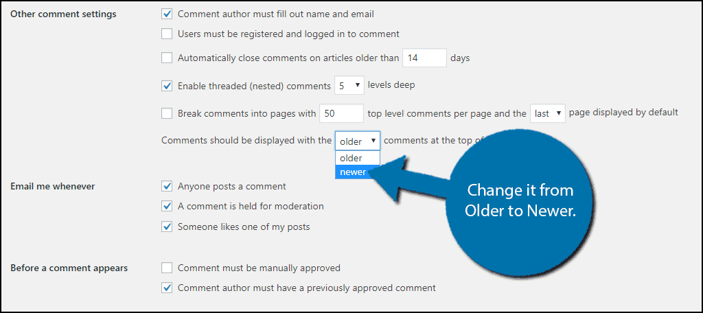 Change it from Older to Newer.