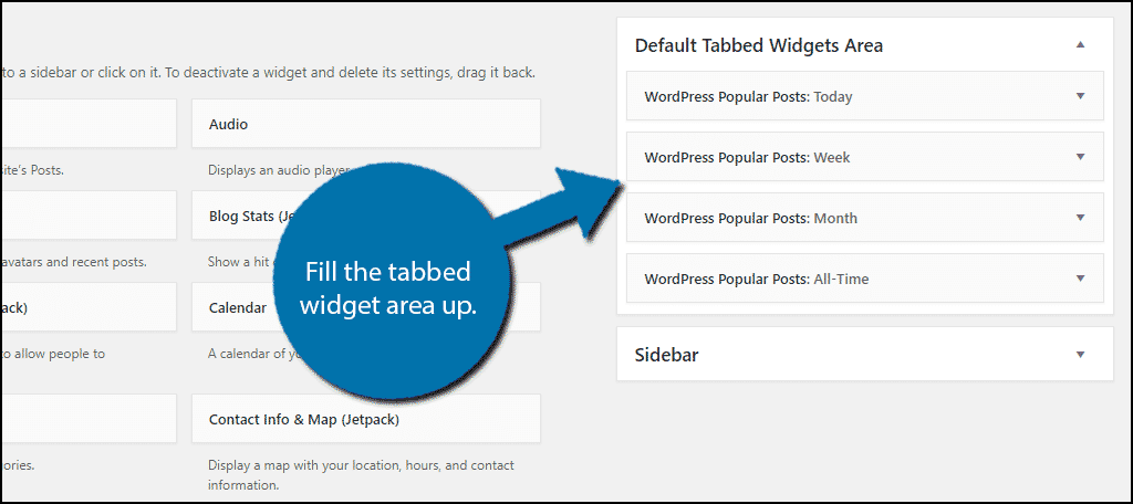 Fill the tabbed widget area.